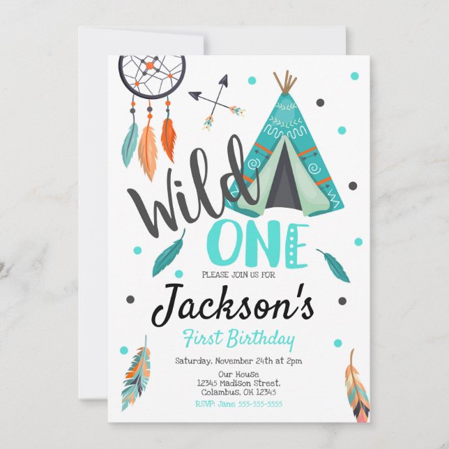 Invitación de cumpleaños de Wild One Dreamcatcher  (Anverso)