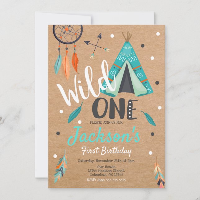 Invitación de cumpleaños de Wild One Dreamcatcher  (Anverso)