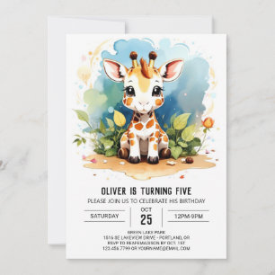 Invitación de cumpleaños de Wild One Giraffe