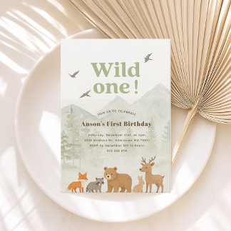 Invitación de cumpleaños de Wild One Woodland