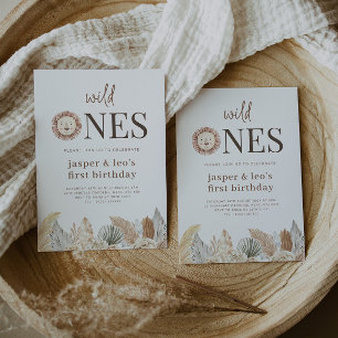 Invitación de cumpleaños de Wild Ones Twins con ho