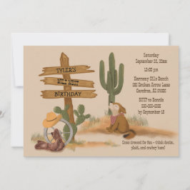 Invitación de cumpleaños de Wild West Boys Rustic 