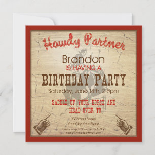 Invitación de cumpleaños de Wild West Country