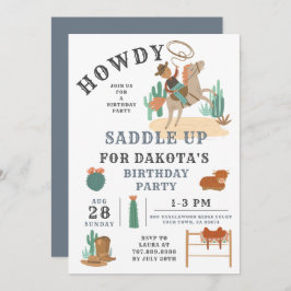 Invitación de cumpleaños de Wild West Cowboy Boy