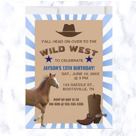 Invitación de cumpleaños de Wild West Cowboy edita