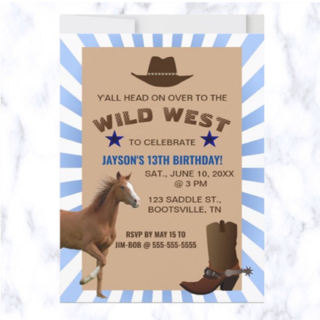 Invitación de cumpleaños de Wild West Cowboy edita (Subido por el creador)