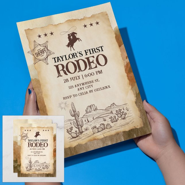 Invitación de cumpleaños de Wild West First Rodeo (Wild West First Rodeo Birthday Invitation)