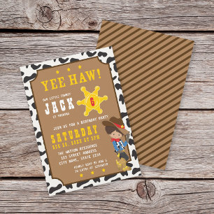 Invitación de cumpleaños de Wild West Tan Cowboy