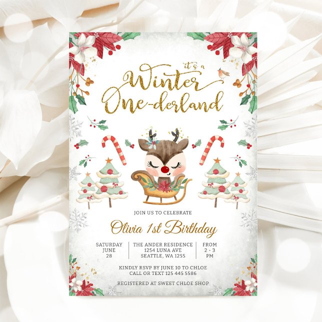 Invitación de cumpleaños de Winter ONEderland (Subido por el creador)