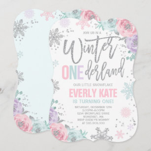 Invitación de cumpleaños de Winter ONEderland rosa