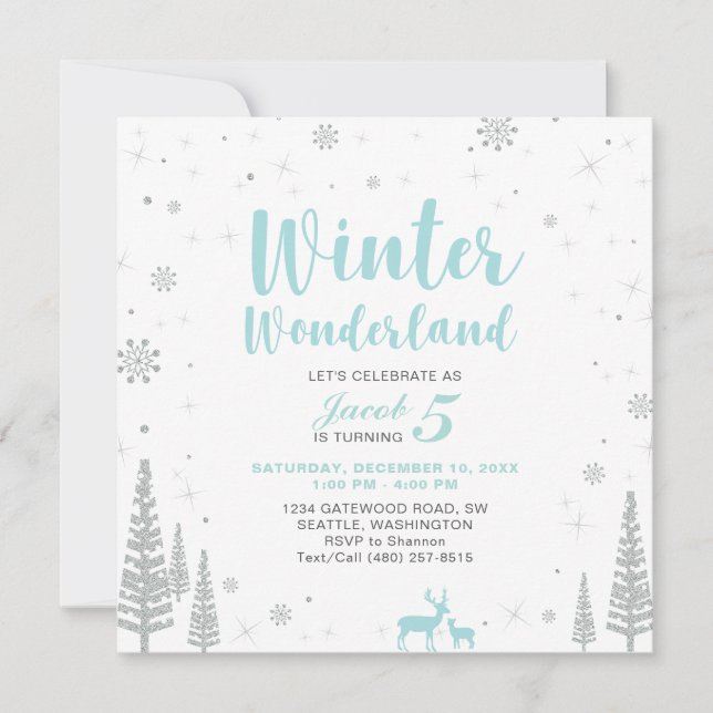 Invitación de cumpleaños de Winter Wonderland - Ni (Anverso)