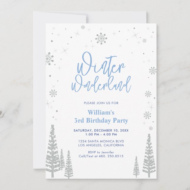 Invitación de cumpleaños de Winter Wonderland - Si (Anverso)