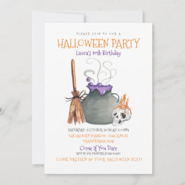 Invitación de cumpleaños de Witch Cauldron Hallowe