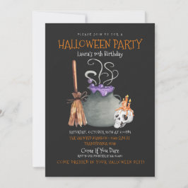 Invitación de cumpleaños de Witch Halloween