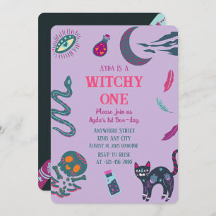 Invitación de cumpleaños de Witchy One Halloween