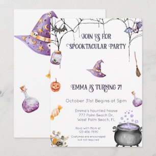 Invitación de cumpleaños de Witchy Spooktacular Ha