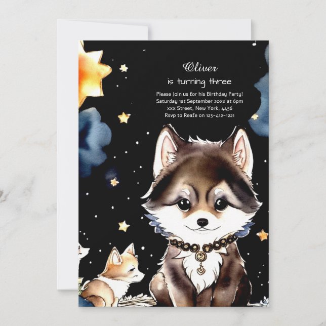 Invitación de cumpleaños de Wolf (Anverso)