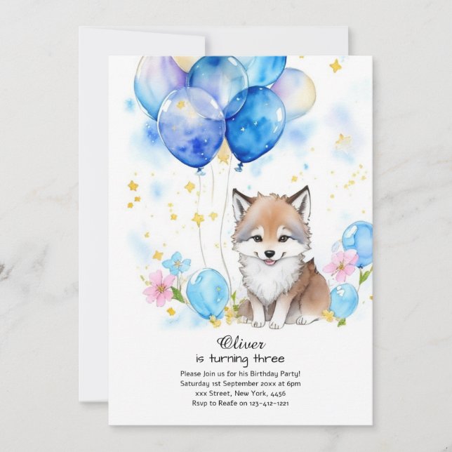Invitación de cumpleaños de Wolf (Anverso)