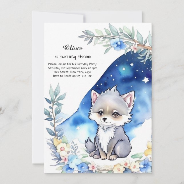 Invitación de cumpleaños de Wolf (Anverso)
