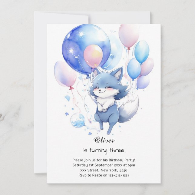 Invitación de cumpleaños de Wolf (Anverso)