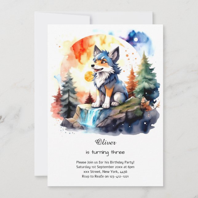 Invitación de cumpleaños de Wolf (Anverso)