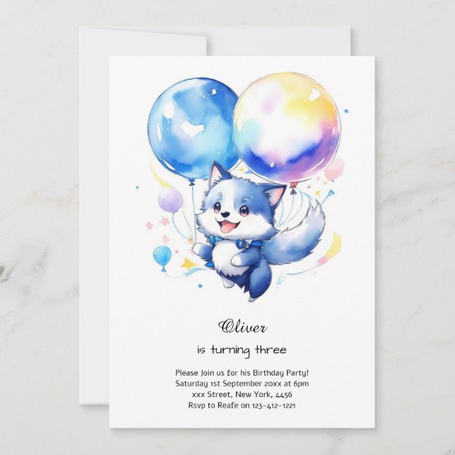 Invitación de cumpleaños de Wolf (Anverso)