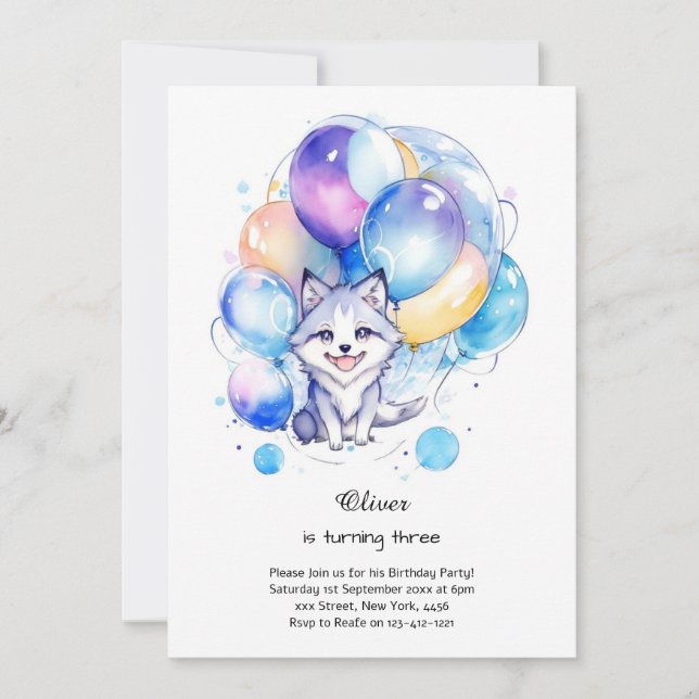 Invitación de cumpleaños de Wolf (Anverso)