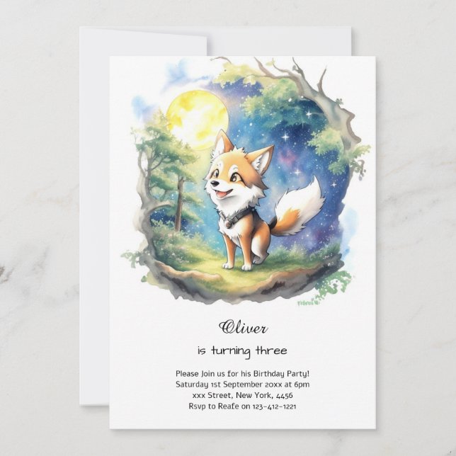 Invitación de cumpleaños de Wolf (Anverso)