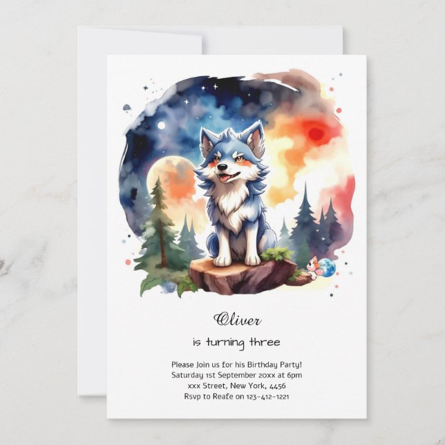 Invitación de cumpleaños de Wolf (Anverso)