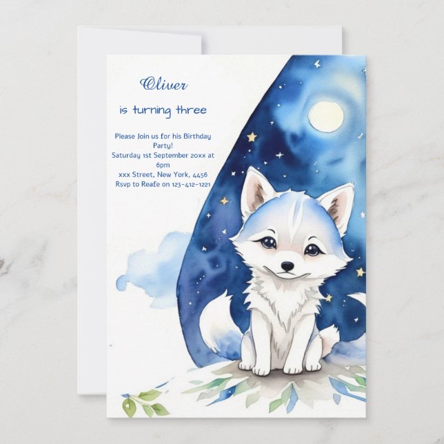 Invitación de cumpleaños de Wolf (Anverso)