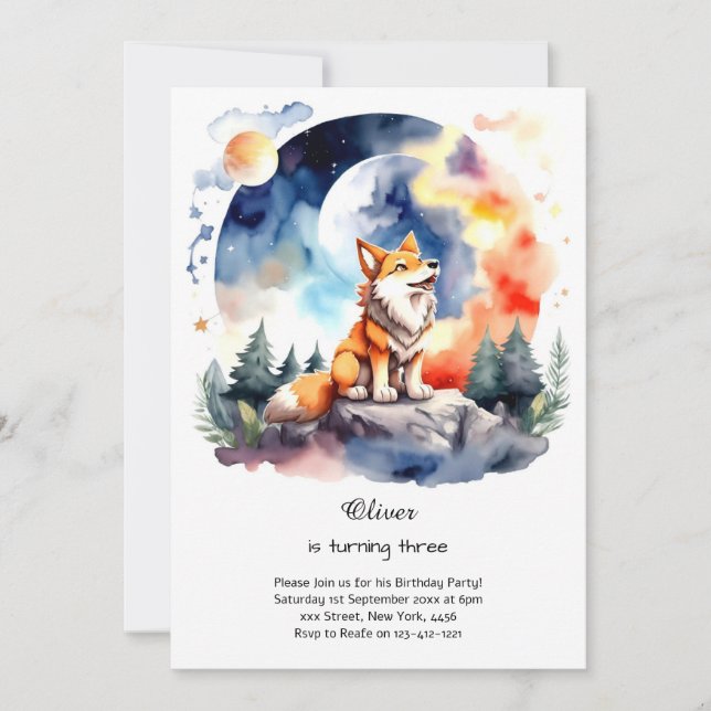 Invitación de cumpleaños de Wolf (Anverso)