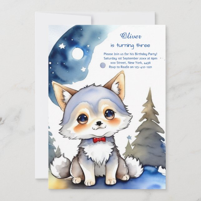 Invitación de cumpleaños de Wolf (Anverso)