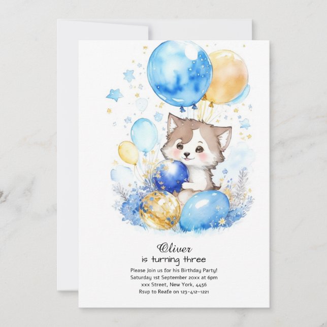 Invitación de cumpleaños de Wolf (Anverso)