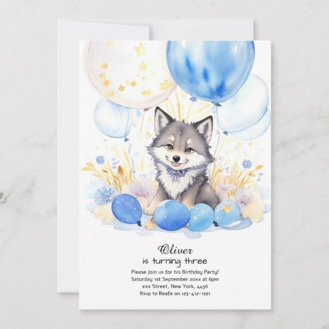 Invitación de cumpleaños de Wolf (Anverso)
