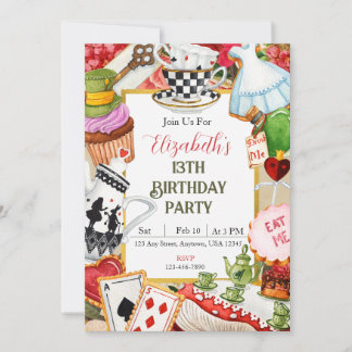 Invitación de cumpleaños de Wonderland