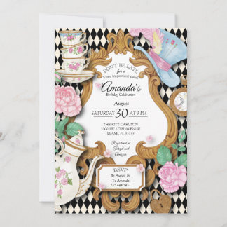 Invitación de cumpleaños de Wonderland Tea Fiesta