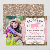 Invitación de cumpleaños de Wood Paisley Purpurina