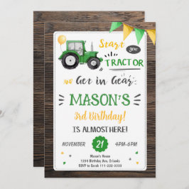 Invitación de cumpleaños de Wooden Tractor