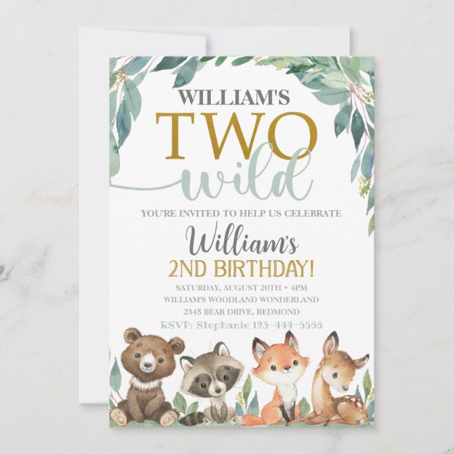 Invitación de cumpleaños de Woodland Dos Invitacio (Anverso)
