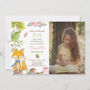 Invitación de cumpleaños de Woodland Fox con foto