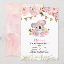 Invitación de cumpleaños de Wreath Floral Rosa Koa