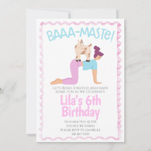 Invitación de cumpleaños de yoga con cabra