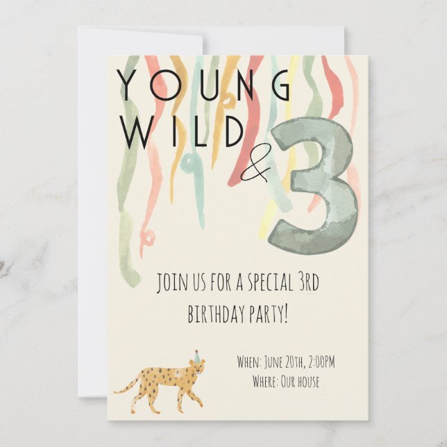 Invitación de cumpleaños de Young Wild and Three (Anverso)