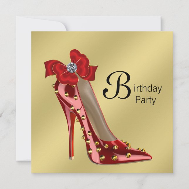 Invitación de cumpleaños de zapato de tacón alto d (Anverso)