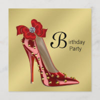 Invitación de cumpleaños de zapato de tacón alto d