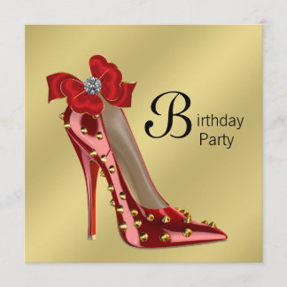 Invitación de cumpleaños de zapato de tacón alto d