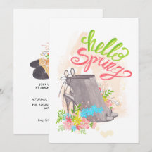 Invitación de cumpleaños de zapato floral de prima