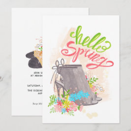 Invitación de cumpleaños de zapato floral de prima