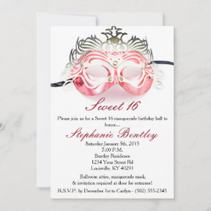 Invitación de cumpleaños de zebra dulce de máscara