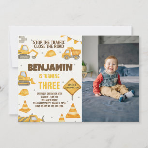 Invitación de cumpleaños de zona de construcción c